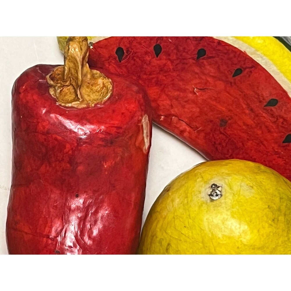Paper Mache Fruit Vegetable 6 Vintage Mexican Folk Art Colorful Painted Decor - Picture 4 of 4
